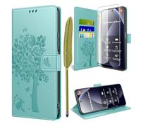 TTSWJBD Coque pour Xiaomi Redmi Note 15 Pro 5G avec Verre Trempé, Étuis Rabat Folio Anti-Choc Protection Housse Cuir PU Portefeuille [Fermeture Magnétique][Emplacements Cartes][Stand Feature] - Vert