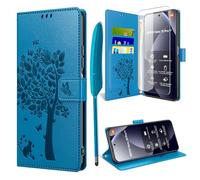 TTSWJBD Coque pour Xiaomi Redmi Note 15 Pro 5G avec Verre Trempé, Étuis Rabat Folio Anti-Choc Protection Housse Cuir PU Portefeuille [Fermeture Magnétique][Emplacements Cartes][Stand Feature] - Bleu