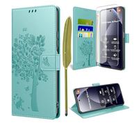 TTSWJBD Coque pour Xiaomi Redmi Note 15 Pro+ Plus 5G avec Verre Trempé, Étuis Rabat Folio Anti-Choc Protection Housse Cuir PU [Fermeture Magnétique][Emplacements Cartes][Stand Feature] - Vert