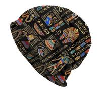 TTVXIHL Chapeau Chaud d’Automne et d’Hiver hiéroglyphes égyptiens personnalisés et divinités Skullies Bonnets Caps Cool Hiver Femmes Tricoté Chapeau Unisexe Égypte Ancienne Art Bonnet Chapeaux