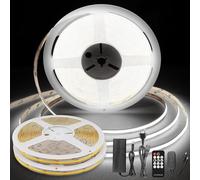 TTWAY Ruban LED COB 20M, Bande LED 6000K avec Alimentation, Télécommande, 384LEDs/M, DC24V, CRI 90+, Largeur 8mm, Ruban LED Blanc Froid pour Décoration Maison (2x10m)
