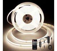 TTWAY Ruban LED COB 2M, Bandeau LED 4000K avec Alimentation et Télécommande, DC24V, 480LEDs/M, CRI 90+, Largeur 8mm, Ruban LED 2m Blanc Naturel pour Décoration de Chambre