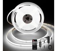 TTWAY Ruban LED COB 2M, Bandeau LED 6000K avec Alimentation et Télécommande, DC24V, 480LEDs/M, CRI 90+, Largeur 8mm, Ruban LED 2m Blanc Froid pour Décoration de Chambre