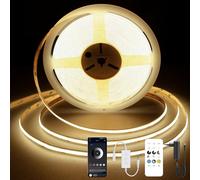 TTWAY Ruban LED COB 3000K, 7,5M Bande LED Blanc Chaud, Lumière Bande LED Dimmable 24V, Application Bluetooth, CRI 92+, Largeur 8mm, avec Télécommande et Alimentation, pour la Décoration de la Maison