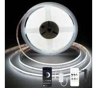 TTWAY Ruban LED COB 6000K, 7,5M Bande LED Blanches, Lumières Bande LED Dimmable 24V, IRC92+, Largeur de 8mm, avec Télécommande et Application et Alimentation, pour Décoration Maison, Cuisine.
