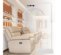 TTXSDYD Lampe Demi Lune LED, Lampadaire à Cils Demi-lune avec Support Téléphone, Pliable et Rétractable Lampe pour Extension de Cils avec Tête Réglable à 360°,3000K-6000K pour Tatoueurs (40W Blanc)