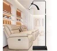 TTXSDYD Lampe Demi Lune LED, Lampadaire à Cils Demi-lune avec Support Téléphone, Pliable et Rétractable Lampe pour Extension de Cils avec Tête Réglable à 360°,3000K-6000K pour Tatoueurs (40W Noir)