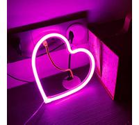 TTY Amour Néon, Night Light Coeur Néon Signe Avec USB Alimenté/LED Décoration lumière, Mur Décoratif De Noël, fête d'anniversaire, Décoration De Chambre (Couleur rose)
