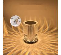 TTY Lampe En Cristal, Lampe De Chevet Avec Contrôle Tactile, 3 Couleurs d'éclairage, Luminosité Réglable, Banque d'alimentation USB Dans Le Salon, Décoration De Vanité (I Couleur)