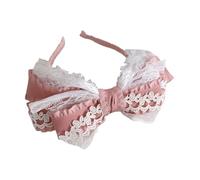 TTYAO REII Bandeau avec grand nœud pour femme Lolita en dentelle - Accessoire de cheveux kawaii pour le quotidien, les bals de fin d'année, les fêtes (rose)