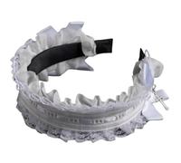 TTYAO REII Bandeau gothique avec nœud en dentelle Lolita - Accessoire de cheveux fait à la main - Accessoire de cheveux victorien blanc pour femme (blanc, taille M)