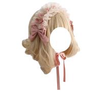 TTYAO REII Bandeau japonais Lolita pour femme de soubrette - Accessoire de cheveux pour femme - Pour fête de thé (beige rose)