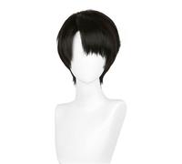 TTYAO REII Levi Ackerman - Perruque courte - Cheveux synthétiques avec frange - Pour jeux de rôle - Noir et marron