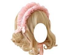 TTYAO REII Lolita Accessories Bandeau Lolita en dentelle pour fille Accessoires de cheveux pour fille Coiffe de soubrette pour cosplay (rose)