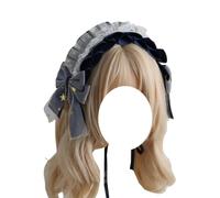 TTYAO REII Lolita Bandeau Kawaii avec nœud en dentelle - Accessoires de cheveux pour femme - Doux et gothique - Pour costumade (bleu foncé)