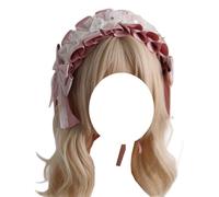TTYAO REII Lolita Bandeau Kawaii Nœud Dentelle Accessoires de Cheveux pour Femme Doux Gothique pour Cosplay (Rose)