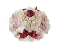 TTYAO REII Lolita Mini chapeau haut de forme pour gâteau cocktail thé fête bibi pour femme avec nœud Mini chapeau haut de forme Lolita Accessoires cheveux, Beige Rose Rouge, S/taille unique