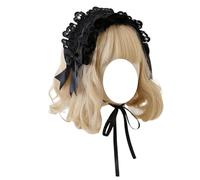 TTYAO REII Lolita Serre-tête en dentelle noire pour femme - Accessoire de cheveux gothique pour cosplay, fête costumée (noir)
