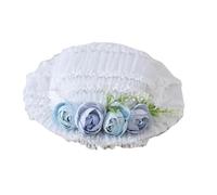 TTYAO REII Mini chapeau haut-de-forme élégant à fleurs en soie - Accessoires Lolita pour femme - Bleu - Taille unique - M