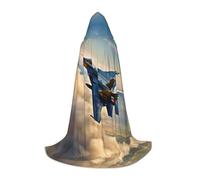 TTYDOKLA Cape à capuche avec imprimé avions de combat, magicien et Renaissance avec capuche, pour jeux de rôle et fêtes