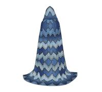 TTYDOKLA Cape à capuche avec imprimé denim bleu dégradé, magicien et Renaissance avec capuche, pour jeux de rôle et fêtes