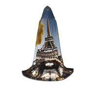 TTYDOKLA Cape à capuche avec imprimé Tour Eiffel de Paris - Costume de magicien et Renaissance - Pour jeux de rôle et fêtes