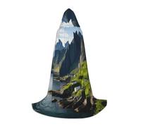 TTYDOKLA Cape à capuche imprimée de la côte Kauai Mountain Falaise, magicien et Renaissance avec capuche, pour jeux de rôle et fêtes