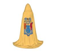TTYDOKLA Cape à capuche imprimée drapeau du New Jersey, magicien et Renaissance avec capuche, pour jeux de rôle et fêtes