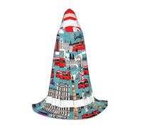 TTYDOKLA Cape à capuche imprimée « I Like London », magicien et Renaissance avec capuche, pour jeux de rôle et fêtes
