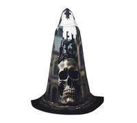 TTYDOKLA Cape à capuche imprimée squelette, magicien et Renaissance avec capuche, pour jeux de rôle et fêtes
