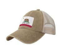 TTYDOKLA Casquette de baseball en maille de cowboy imprimée drapeau de l'État de Californie pour homme, parfaite pour un usage quotidien, le sport et les voyages, naturel, Taille unique