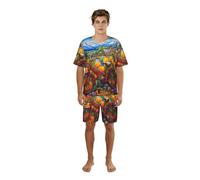 TTYDOKLA Ensemble de pyjama pour homme avec imprimé floral de vélo bleu, parfait pour les w nds paresseux et la détente nocturne, Noir , M