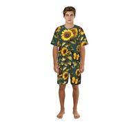 TTYDOKLA Ensemble de pyjama pour homme, imprimé tournesol, floral, papillons, parfait pour les w nds paresseux et la détente nocturne, Noir , S