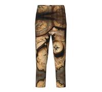 TTYDOKLA Joli pantalon de pyjama imprimé boussole et carte du monde, parfait pour les loisirs, la famille, le sport et les fêtes à thème, Noir , S