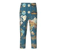 TTYDOKLA Joli pantalon de pyjama imprimé carte du monde, parfait pour les loisirs, la famille, le sport et les fêtes à thème, Noir , 10-12