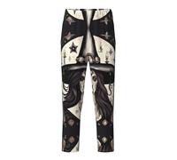 TTYDOKLA Magic Witch Witchcraft Pyjama mignon imprimé bohème, parfait pour les loisirs, les moments en famille, le sport et les fêtes à thème, Noir , L(14-16)