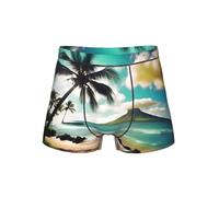 TTYDOKLA Sous-vêtements pour hommes imprimés de palmiers tropicaux, caleçons boxeurs pour hommes, shorts élastiques confortables pour hommes, Noir , XXL