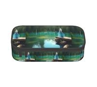 TTYDOKLA Trousse à crayons Lake Fairy en tissu Oxford avec plusieurs compartiments, idéale pour les voyages ou le bureau, Noir , Taille unique, Trousse de maquillage