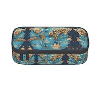 TTYDOKLA Trousse à crayons multifonction avec imprimé carte géographique du monde - Esthétique - Grand espace de rangement, Noir , Taille unique, Étui à clé