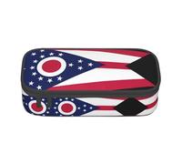 TTYDOKLA Trousse à crayons multifonction avec imprimé drapeau de l'État de l'Ohio - Esthétique - Grand espace de rangement, Noir , Taille unique, Étui à clé