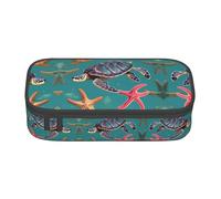 TTYDOKLA Trousse à crayons multifonction avec motif tortue de mer et étoile de mer - Esthétique - Grand espace de rangement, Noir , Taille unique, Étui à clé