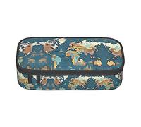 TTYDOKLA Trousse multifonction avec motif carte du monde - Esthétique - Grand espace de rangement, Noir , Taille unique, Étui à clé