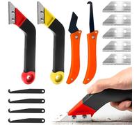 TTYSHIP® 13 Pcs Grattoir Joint Carrelage, Outil Gratte Joint Carrelage avec 9 Lames de Rechange, Grattoir a Joint de Carrelage pour Nettoyage du Carrelage (Rouge + Jaune)