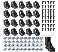 TTYSHIP® 20 Pièces Profilé Équerre Aluminium, Équerre Profilé Aluminium 20x20 avec Écrous Vis pour 2020 Série Alu Extrusion Profil (Noir)
