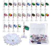 TTYSHIP® 24 Pièces Cuillere Peche, Cuillere Peche Truite en Métal avec 24 Couvre Hameçon Triple, Cuillère de Pêche avec Boîte pour Brochet, Bar et Truite
