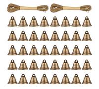 TTYSHIP® 40 Pièces Mini Clochette Vintage, Cloche Petite avec 2 Rouleaux de Corde, Clochette Noel Vintage pour Maison, Mariage Décoration (Bronze)