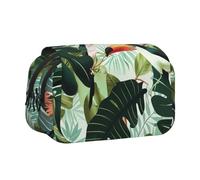 ttyuac Trousse à crayons à rayures marron, double couche, grande trousse à crayons, trousse à crayons, trousse à crayons multifonction, Oiseau tropical feuilles, Taille unique, Organiseur de sac