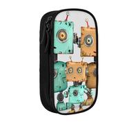 ttyuac Trousse à crayons amusante avec imprimé chats et fleurs, grande capacité, 2 compartiments à double fermeture éclair, tissu Oxford de qualité supérieure, esthétique, trousse de papeterie pour