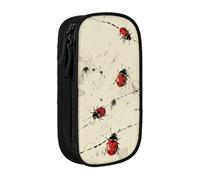 ttyuac Trousse à crayons avec impression de pistes de coccinelle, grande capacité, 2 compartiments à double fermeture éclair, tissu Oxford de qualité supérieure, esthétique, trousse de papeterie pour