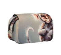 ttyuac Trousse à crayons avec imprimé camouflage numérique vert militaire double couche pour papeterie, papeterie de bureau, trousse à crayons, trousse multifonction, Art de singe mignon, Taille